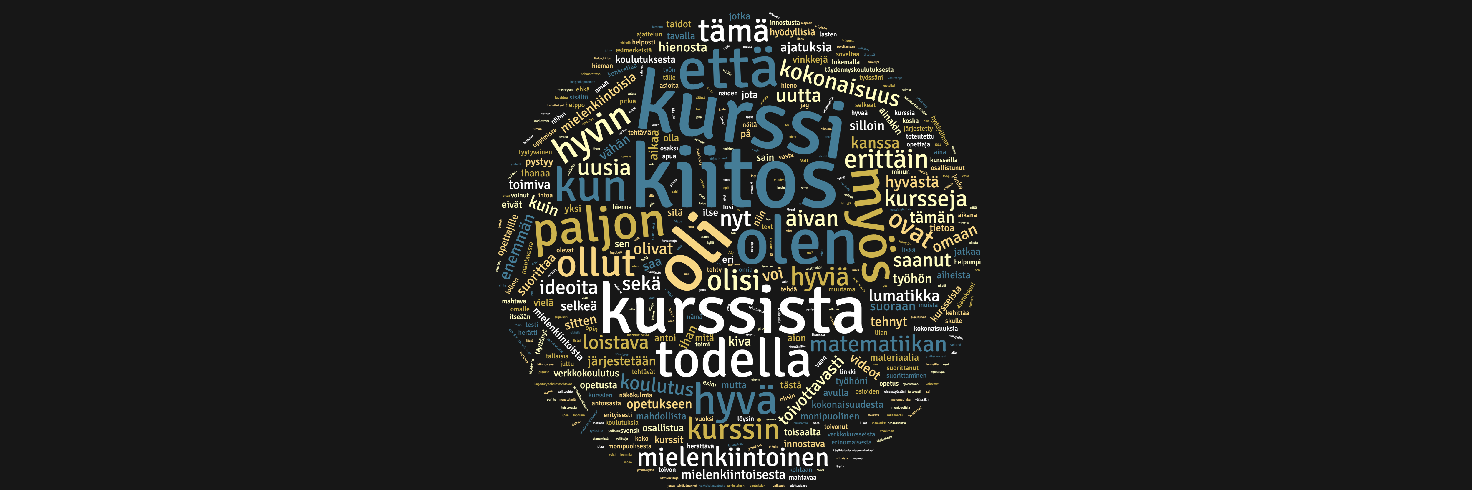 sanapilvi kurssipalautteista: kiitos, kurssi, paljon...